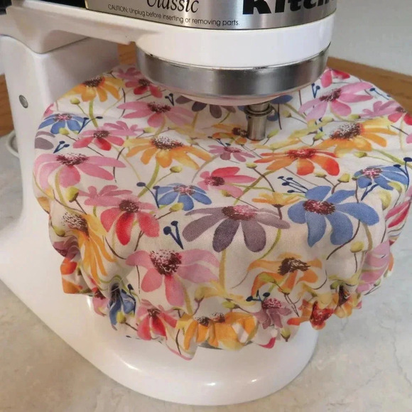Kitchenaid Bowl Cover, Reversible Bees and Floral Mixer Bowl Cover - Picture 2 of 5